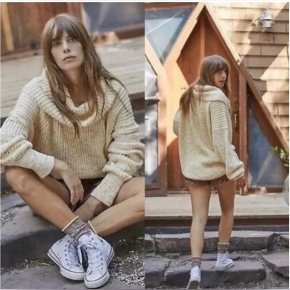 FREE PEOPLE Leo Tunic Sweater XS‎ $168 Retail Oversized Yellow Multicolored NWOT